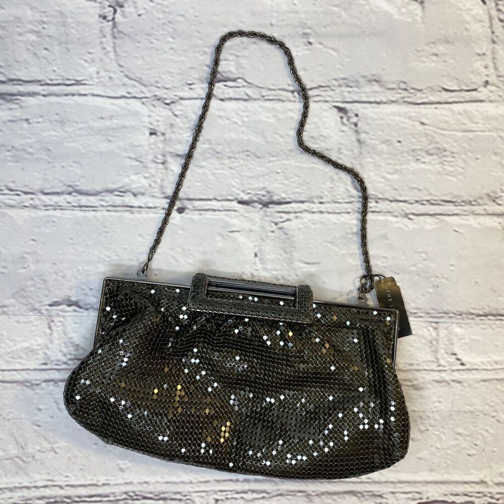 The Limited Sequin Metal Mesh Small Clutch Purse Chain Link Handle Evening Bag